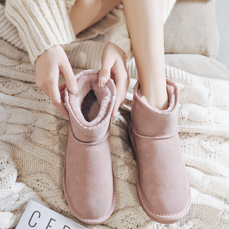 时尚舒适磨砂真皮牛皮内增高雪地靴内里绒毛7CM增高秋冬加绒加厚