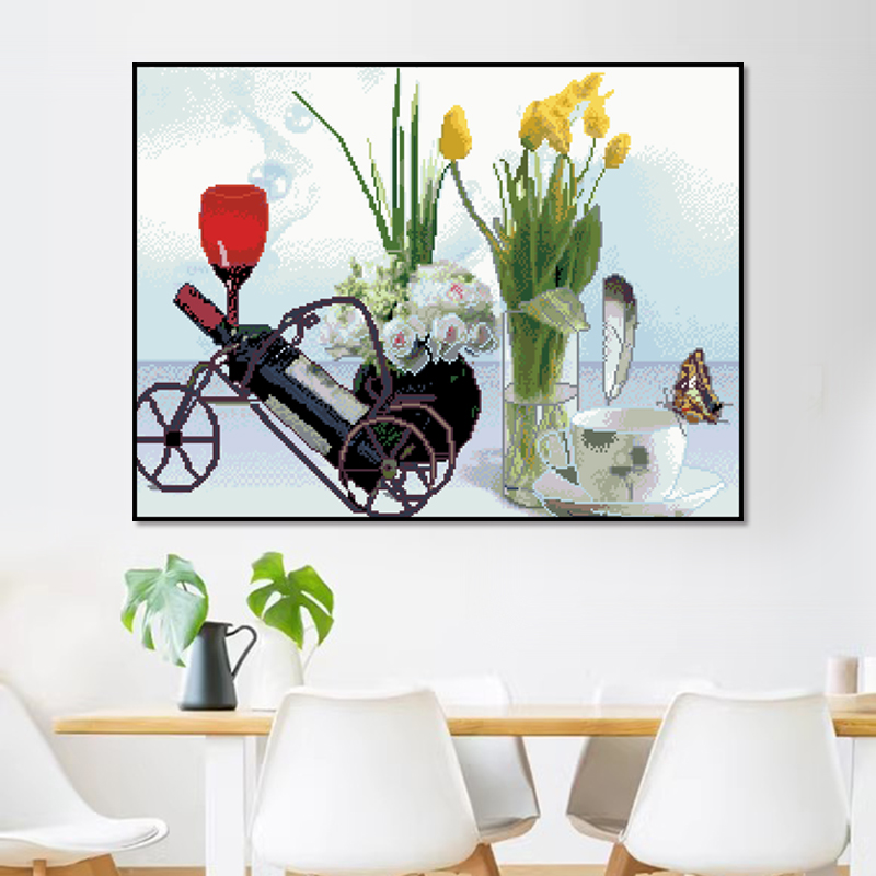 垚心十字绣新款客厅线绣满绣玄关卧室挂画餐厅简约现代手工自己绣