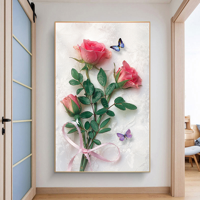 十字绣线绣新款客厅玄关满绣挂画卧室情侣结婚带框自己绣手工钻石