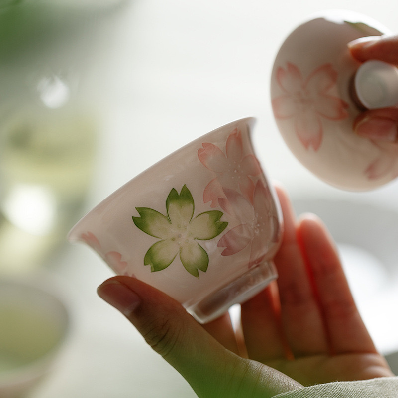 【花蕊茶器】手绘浮雕有田烧花蕊盖碗主人杯