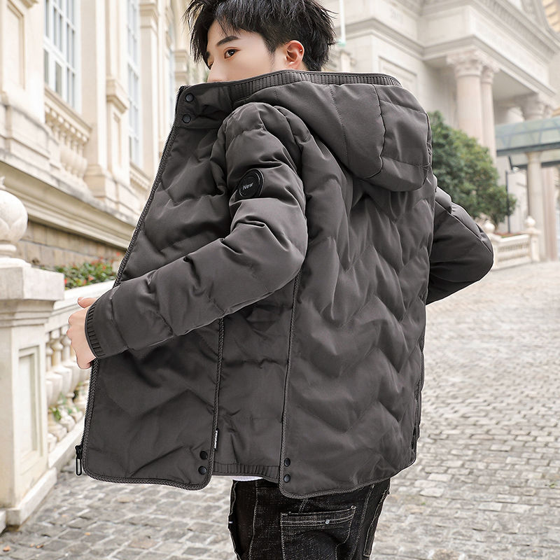 可脱卸连帽男士羽绒服外套2023新款短款韩版潮流帅气羽绒服羽