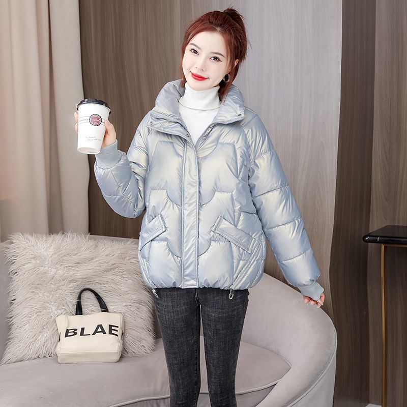 2023秋冬亮面羽绒羽绒服女免洗短款立领加厚学生韩版外套羽绒