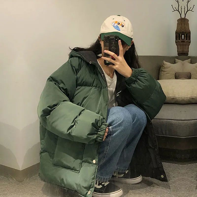 两面穿oversize羽绒服女学生冬季加厚羽绒服外套设计感宽松羽