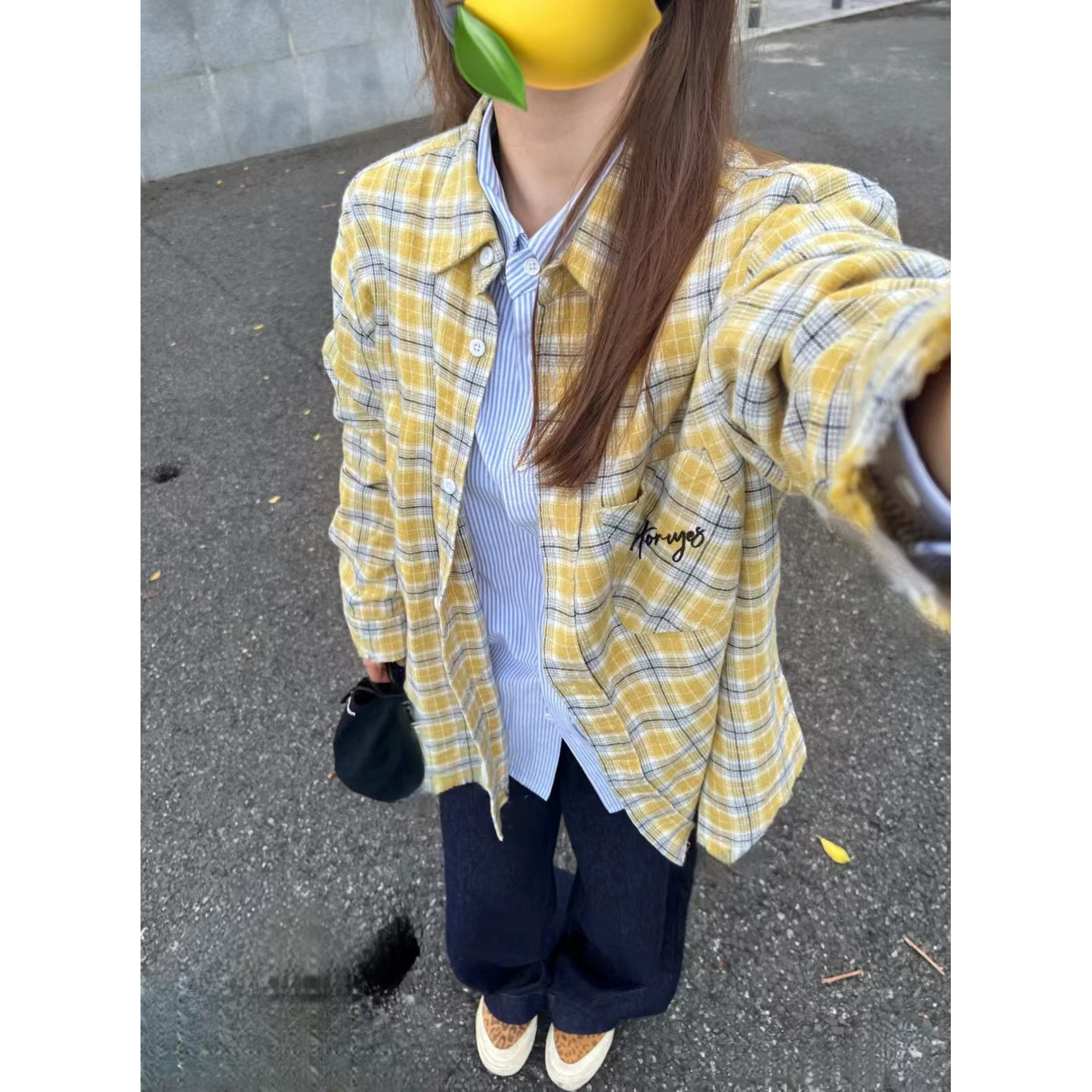 美式慵懒风宽松撞色格子长袖衬衫女春夏季小个子复古潮牌休闲外套