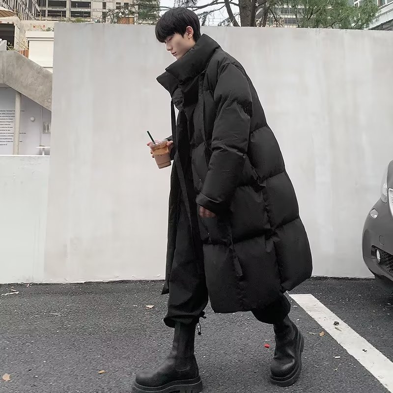 【小扬哥推荐】冬季长款纯色服男设计感保暖立领衣宽松百搭高街过膝