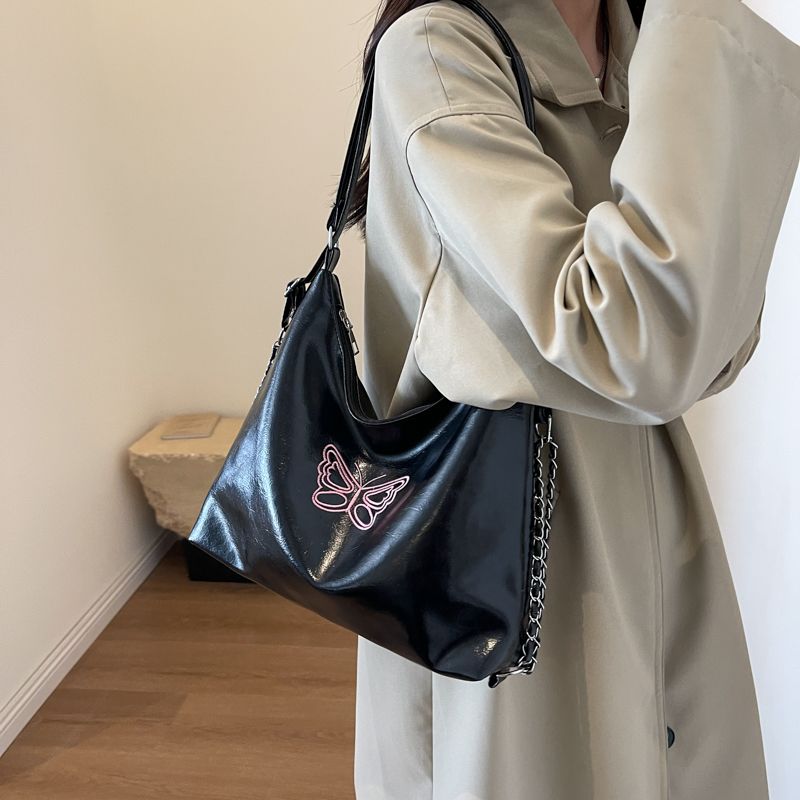 高级感时尚爆裂纹蝴蝶结手提大容量包包女2023新款简约腋下托特包
