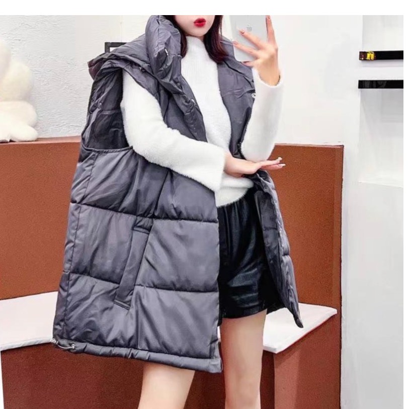 240-320斤 欧版特体宽松连帽休闲棉马甲（帽子可拆卸）