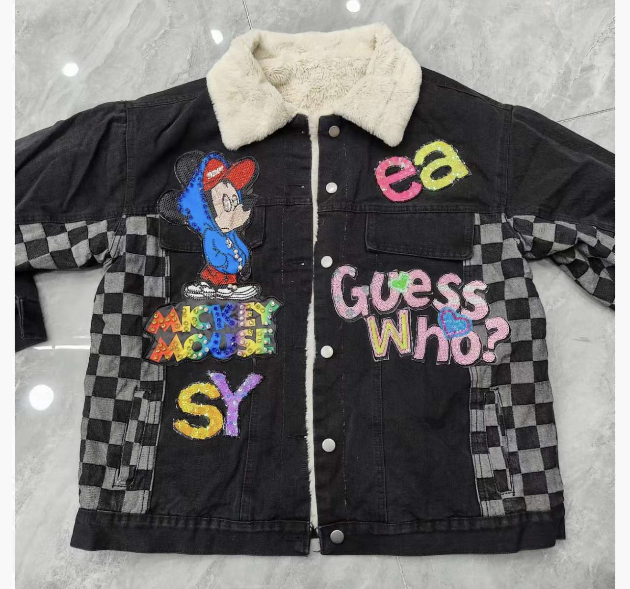 100-180斤 重工獭兔牛仔棉外套