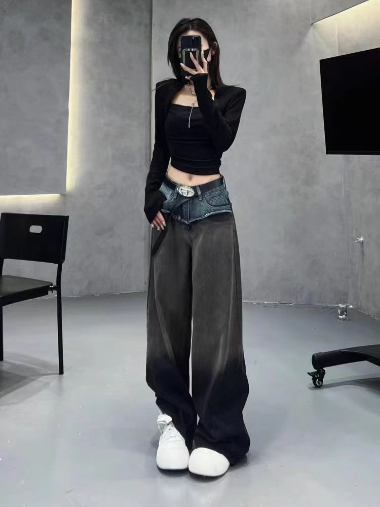 加厚新品拼接牛仔裤