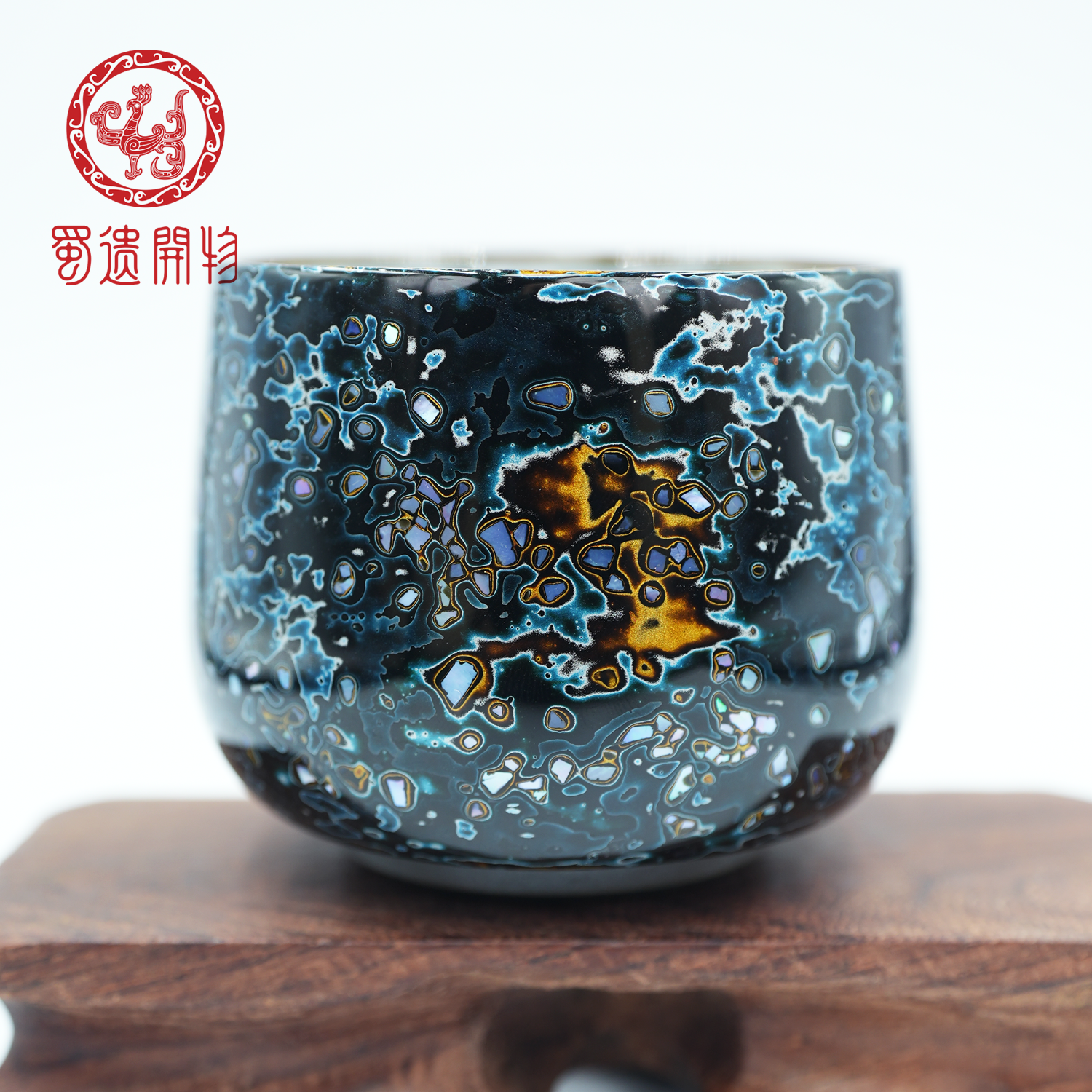 大漆螺钿犀皮主人茶杯品茗杯100ml乔迁生日节日长辈领导送礼定制