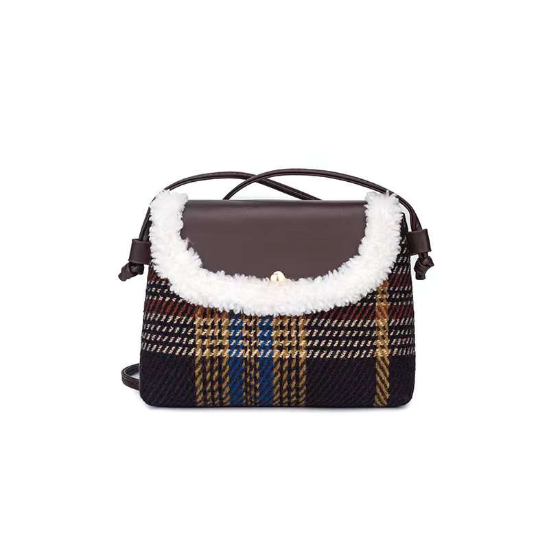 【左九设计师款】2023新款秋冬百搭斜跨包潮流时尚格子单肩包包