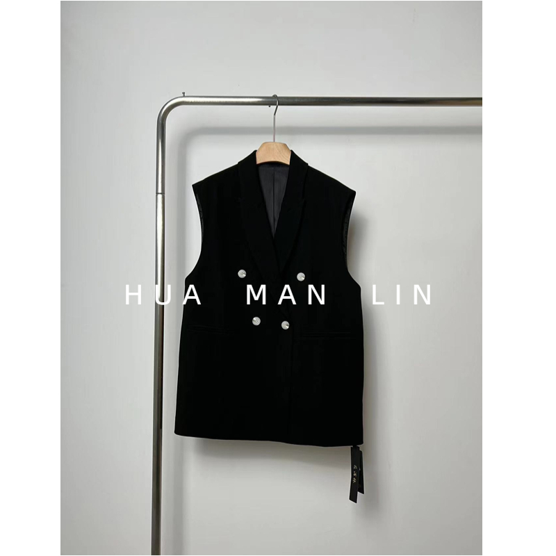 【花满林】时尚简约斜纹醋酸气质纯色百搭马夹 6066