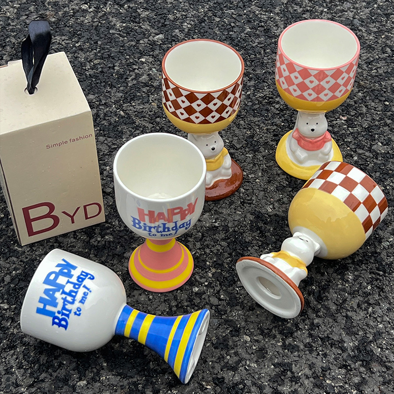 生日礼物女生杯子马克杯带盖高脚杯陶瓷杯可爱送闺蜜伴手礼圣诞节