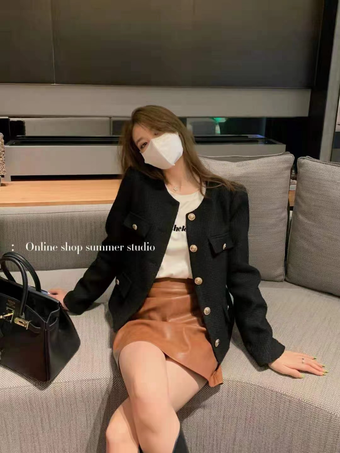 断码粗纺小香风网红时尚新款秋冬百搭短款外套女洋气气质轻奢黑色