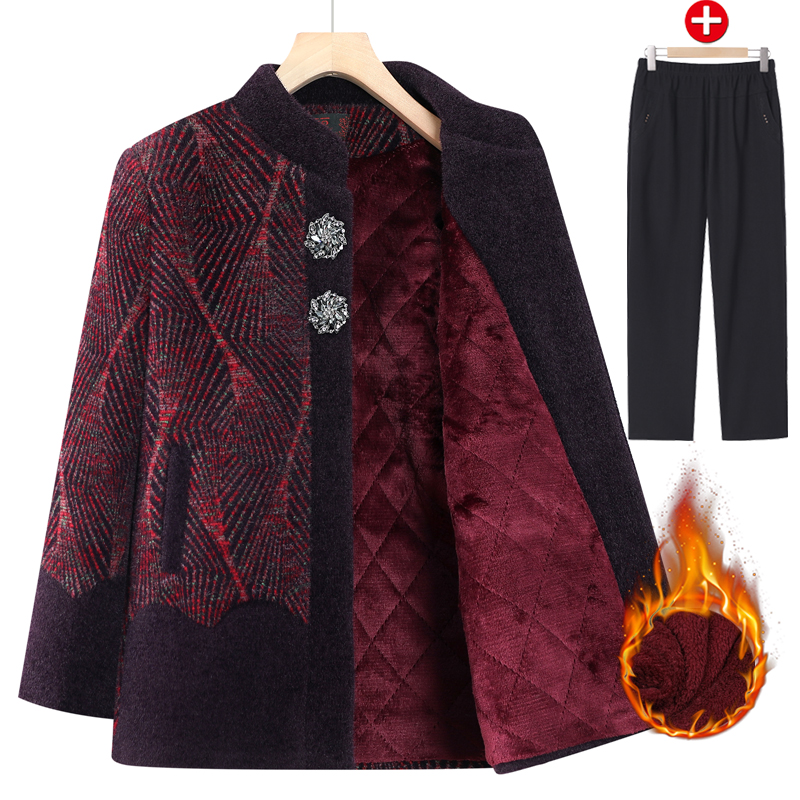 中老年人女装奶奶冬装加绒加厚外套60-70岁80老太太棉袄婆婆衣服