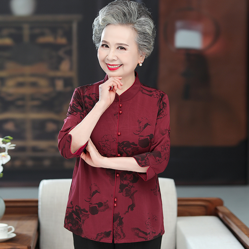 母亲节60-70岁老年人80夏装女衬衫老太太婆婆妈妈高贵老人衣服