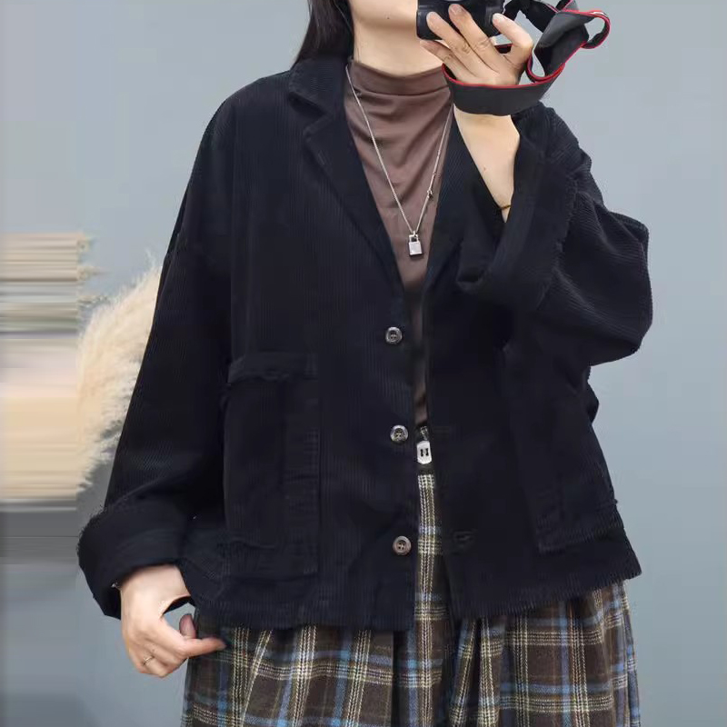 秋季时尚洋气休闲百搭显瘦灯芯绒外套女上衣潮