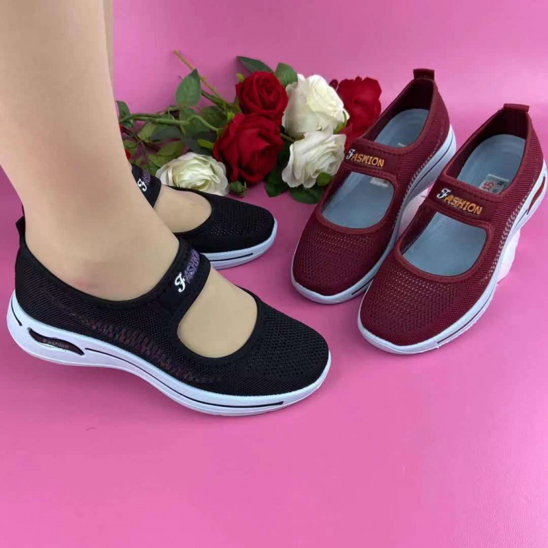 24平底春夏休闲妈妈鞋奶奶鞋中老年运动健步休季飞织透气布鞋轻便