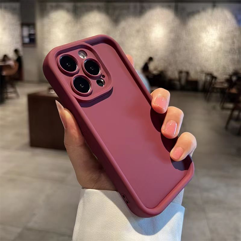 酒红色iPhone15pro手机壳苹果14promax新款13保护套12全包11防摔x