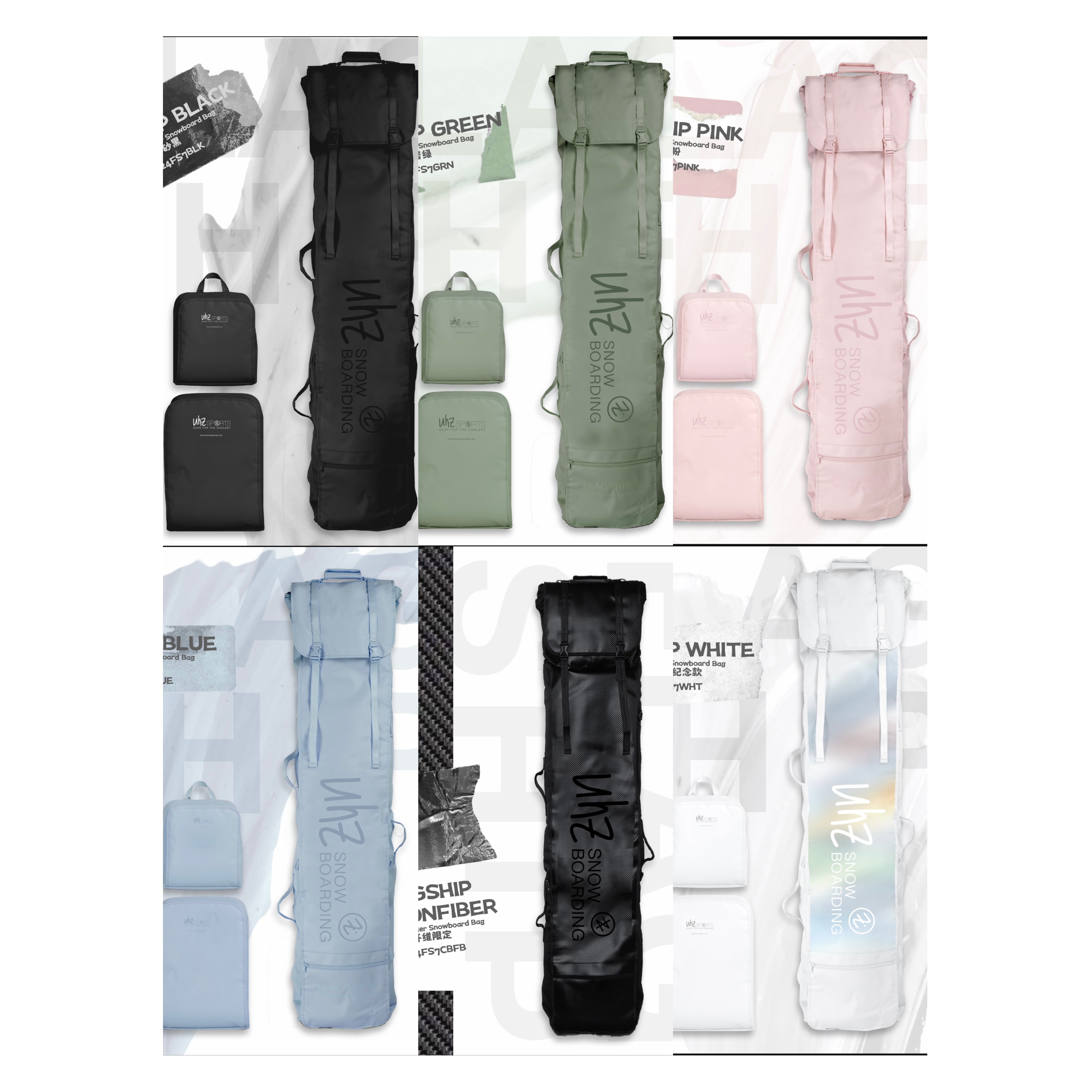 uhznus有司单板双板滑雪板包干湿分离滚轮可伸缩大容量滑雪装备包