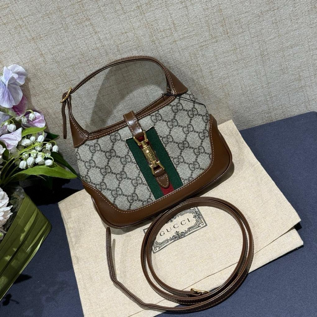 99新 GUCCI/古驰  mini棕色老花1961满logo单肩包