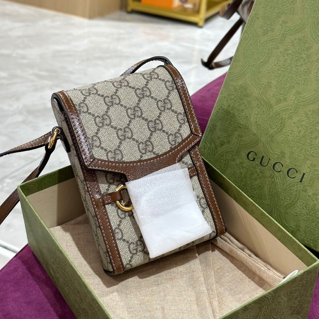 99新 GUCCI/古驰 239978 老花拼粽 1955 手机包