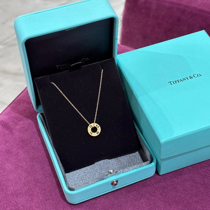 全新未使用 Tiffany & Co./蒂芙尼 2310716 黄金罗马圆形钻石项链
