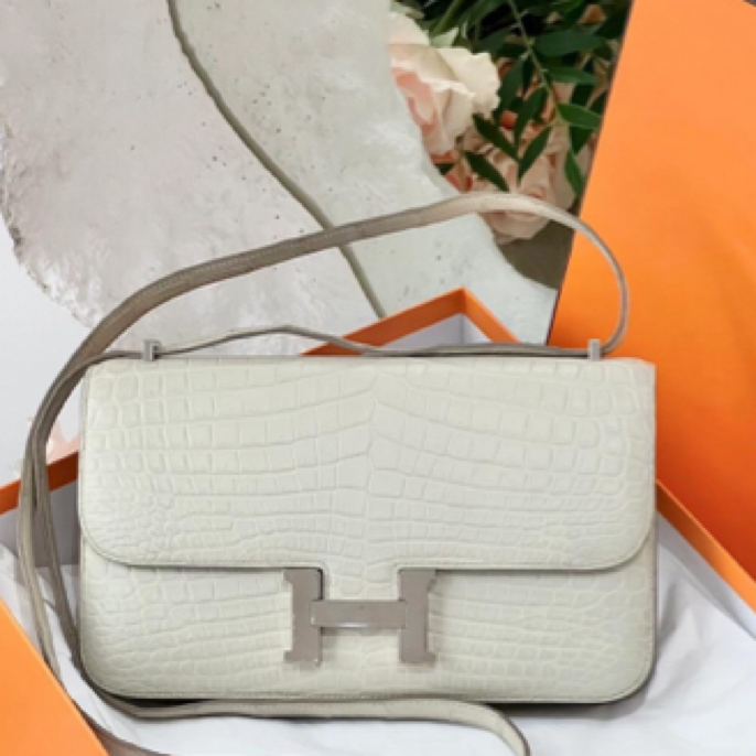 99新 Hermes/爱马仕 康康26 Elan 冰川白单肩包 