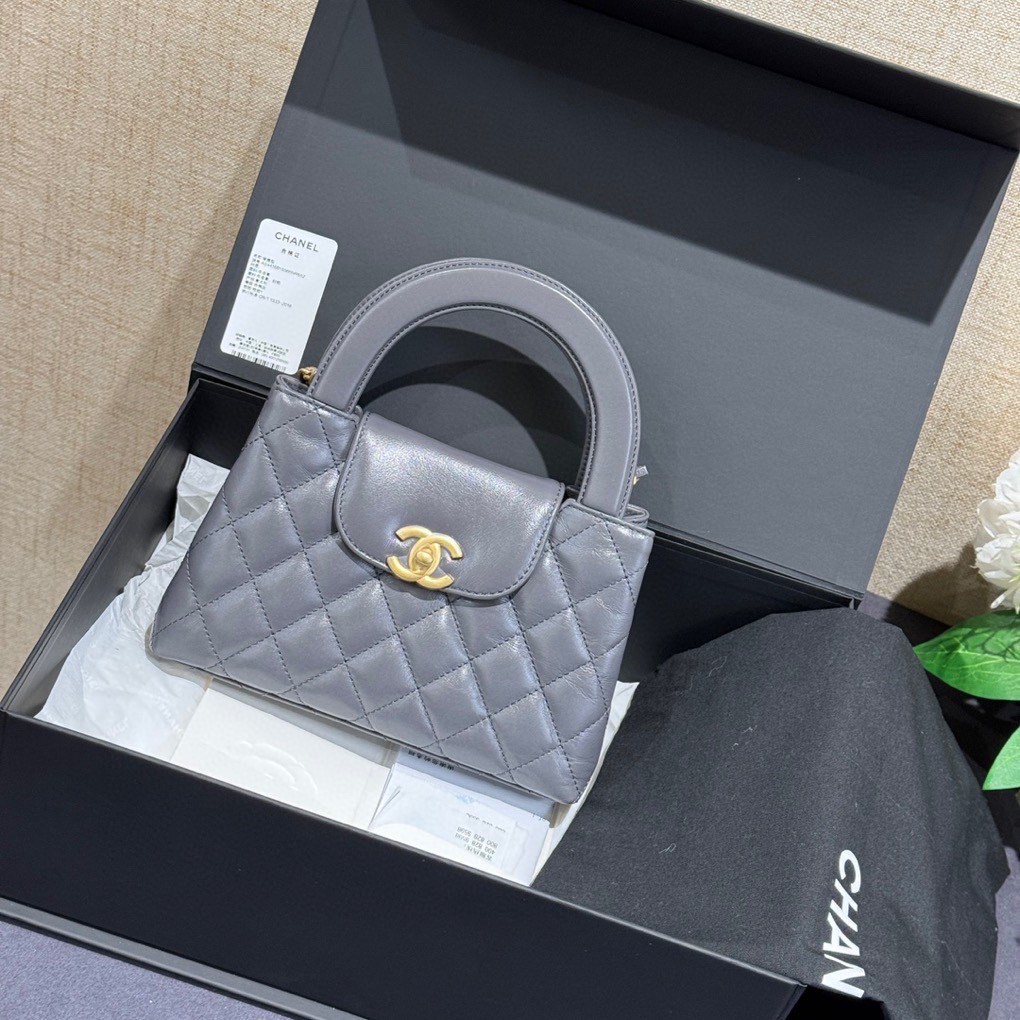 全新未使用 Chanel/香奈儿 灰色kelly 手提包 大号 