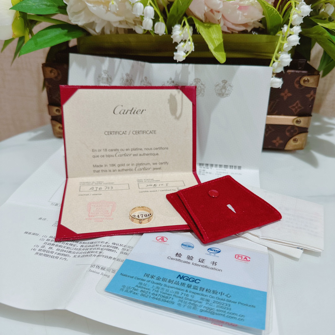 99新 Cartier/卡地亚 黄金love单钻戒指/货号231397