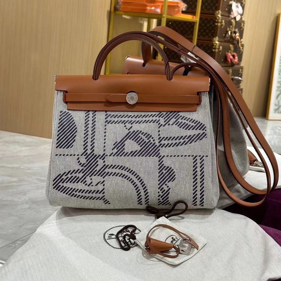 99新 Hermes/爱马仕 金棕银herbag31狂躁新娘单肩包/货号2415205