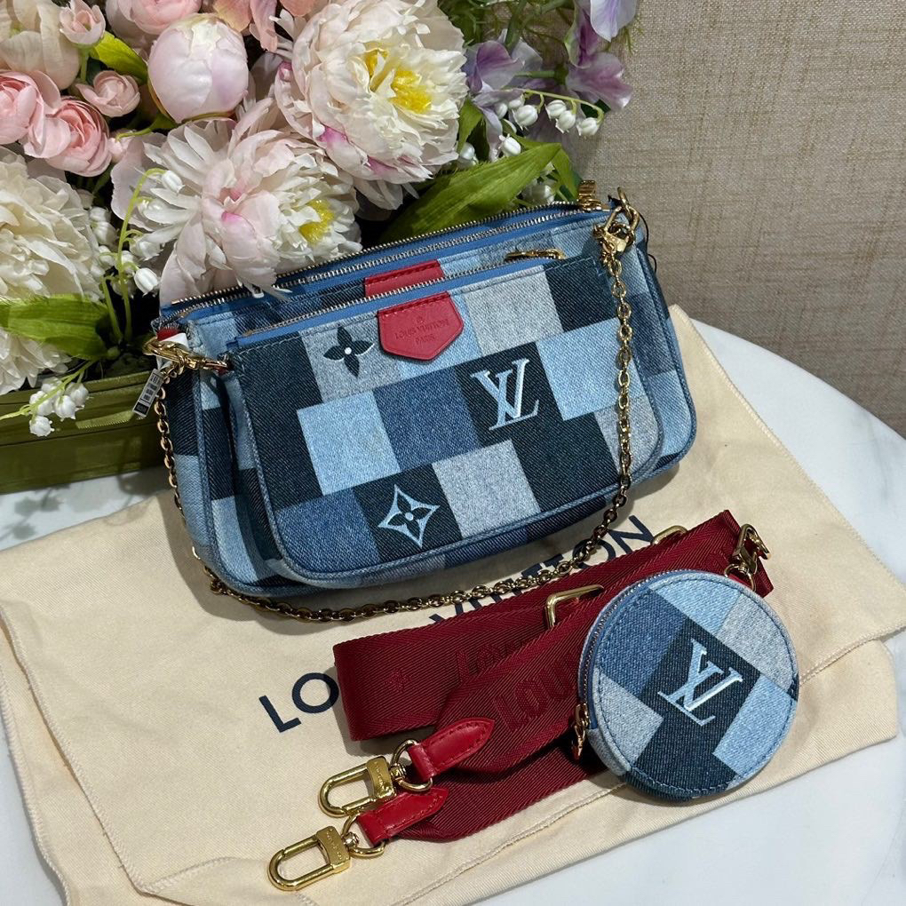 99新 LouisVuitton/路易威登 货号2417345 丹宁五合一斜挎包 19年