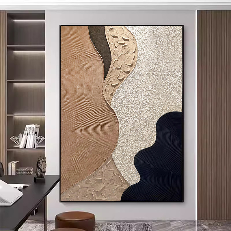 手绘油画《石运》客厅沙发背景墙装饰画抽象玄关挂画肌理壁画抽象