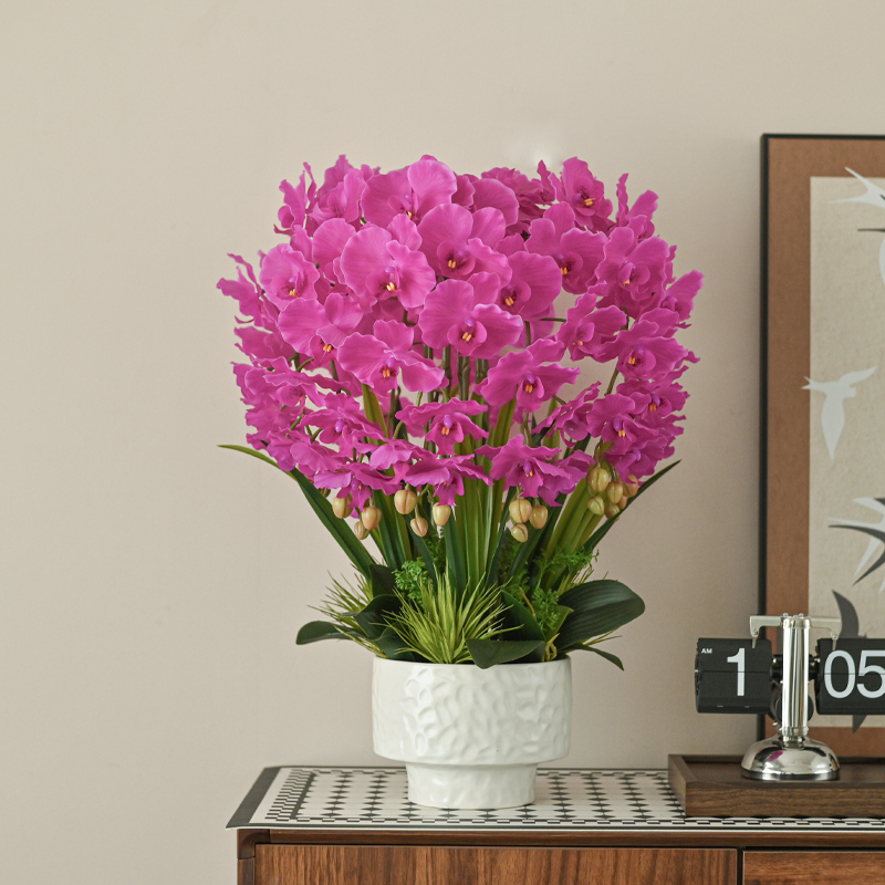 蝴蝶兰仿真花假花摆设客厅餐桌装饰品插花大盆栽会议办公桌室