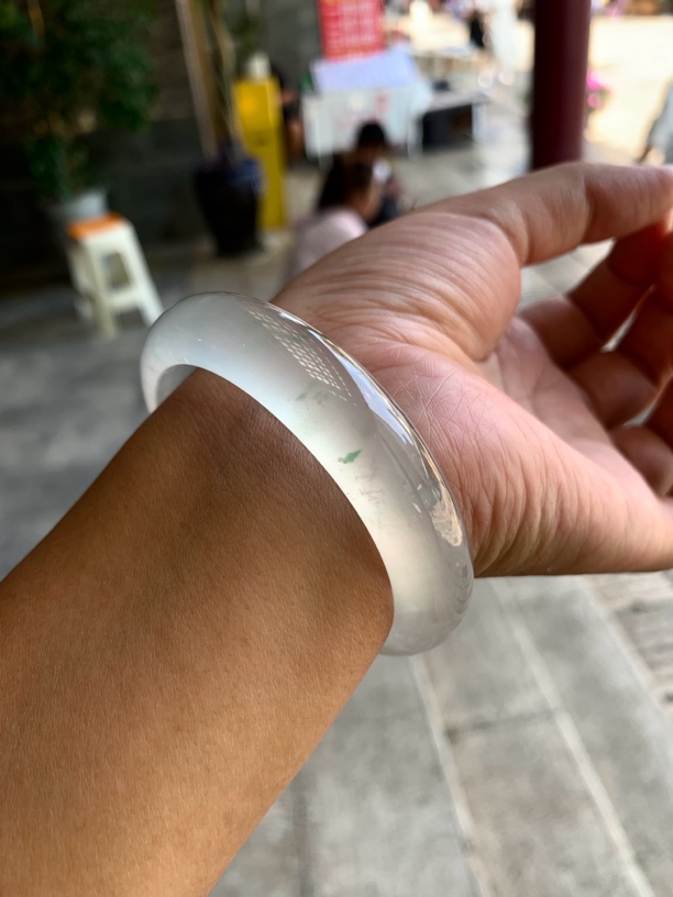 品瑞珠宝玻璃种白月光起刚纯净干净透亮正圈女款手镯上手唯美好看