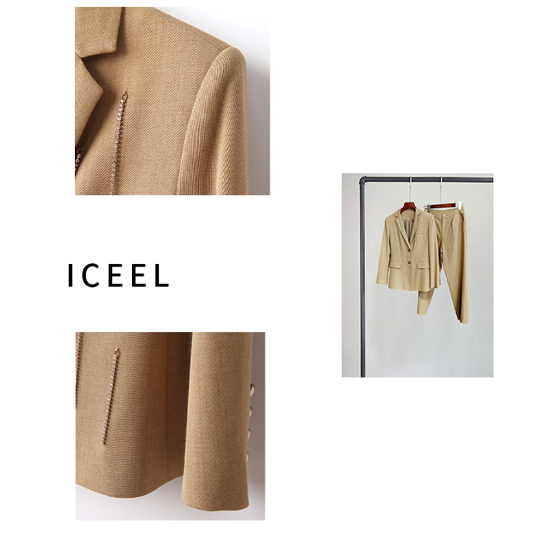 ICEEL 原创设计女装通勤休闲时尚套装纯色流苏西装两件套FS030511