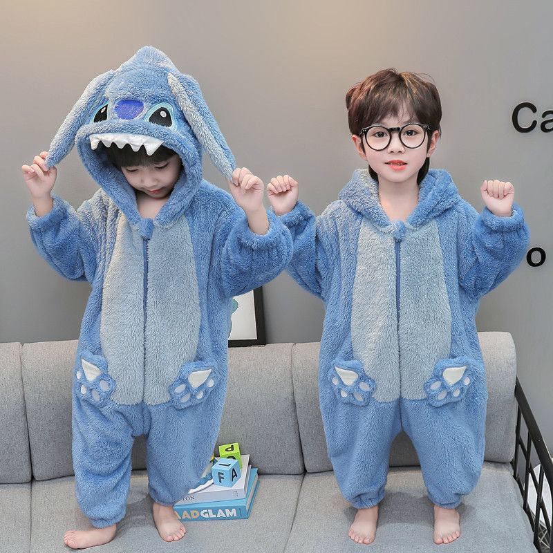 巴拉儿童连体睡衣法兰绒冬冬新款男女童加厚珊瑚绒家居服婴儿冬cx
