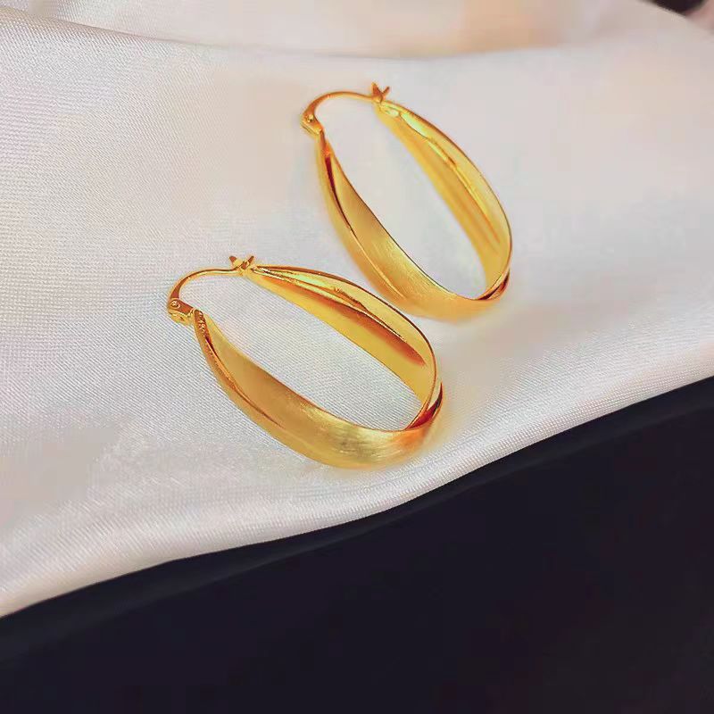 铜合金耳饰 a647东大门高级感断面拉丝交叉水滴百搭耳饰