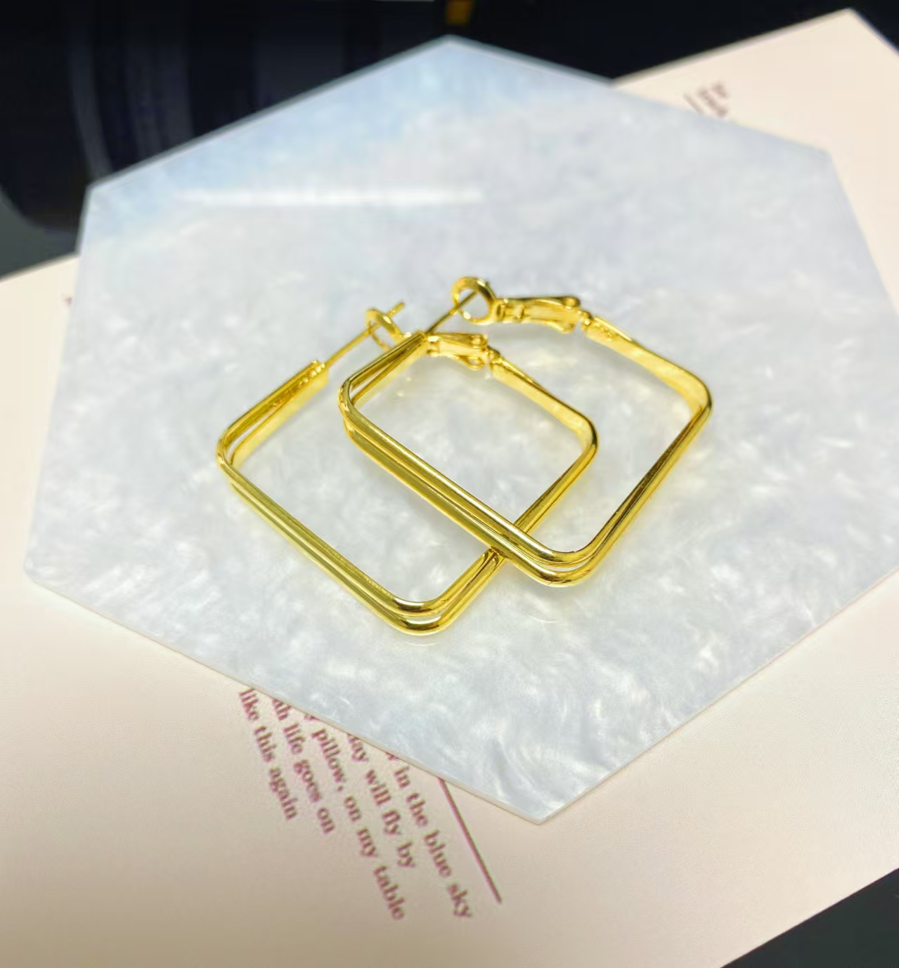 铜合金耳饰 a639欧美个性多层方形轻奢平替好物百搭耳饰