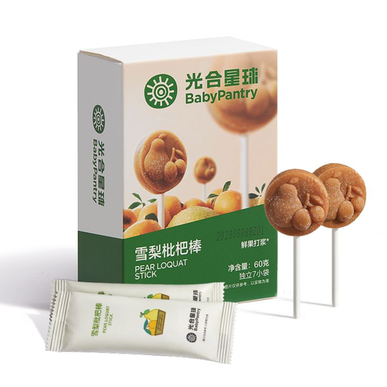 光合/星球雪梨枇杷棒棒糖糕宝宝儿童零食新鲜多汁果糕糖果清润60g