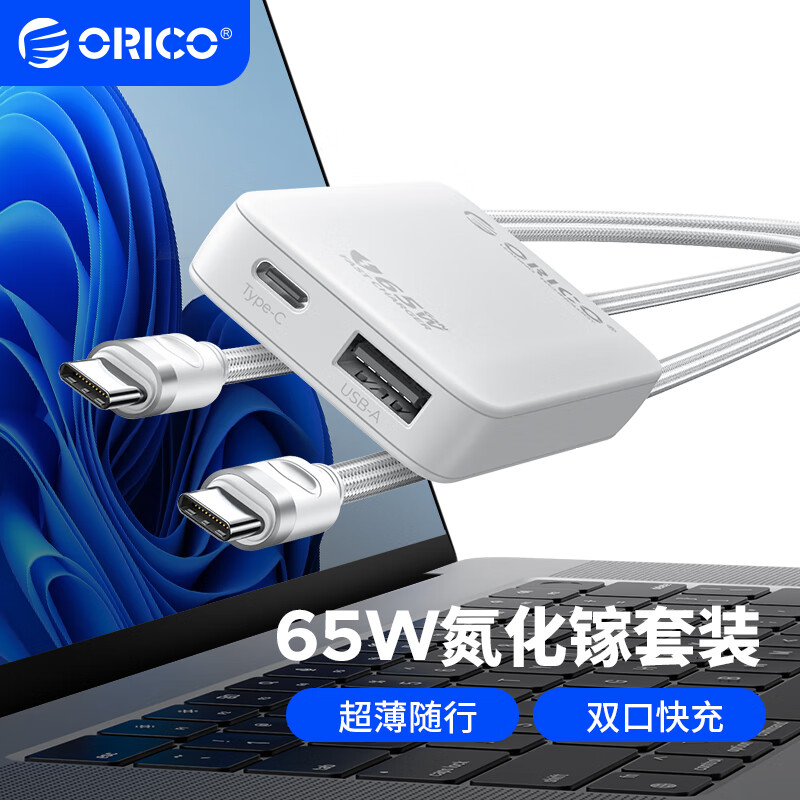 奥睿科（ORICO）65W氮化镓充电器套装多口Type-C超级快充头 1A1C