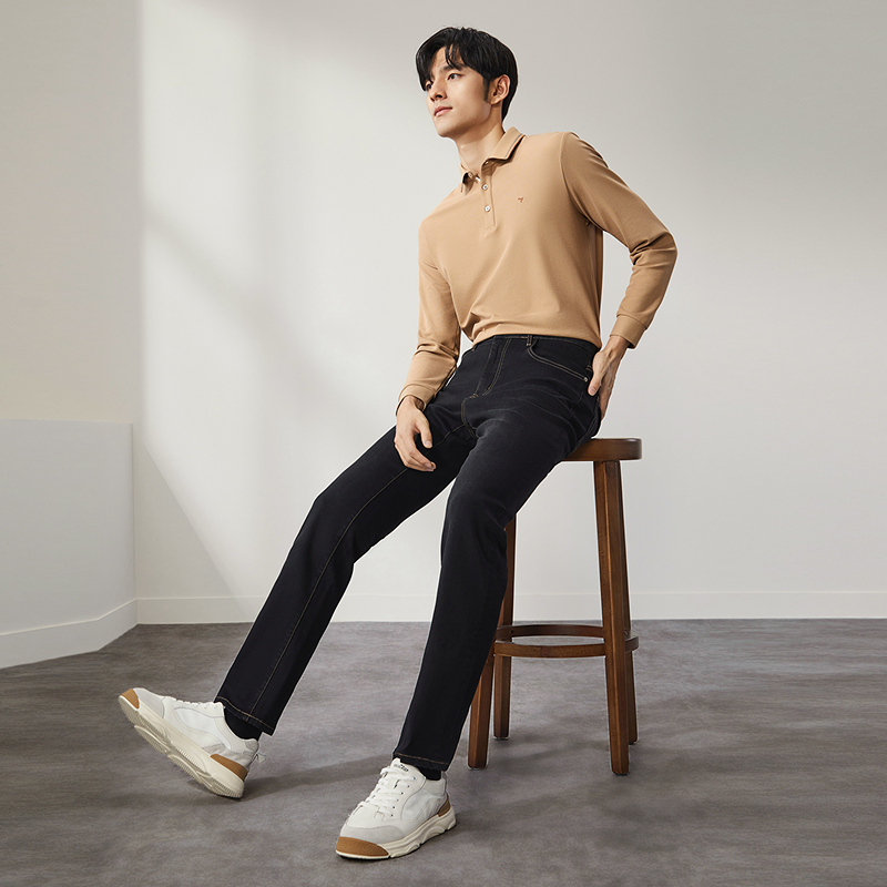 【远红外蓄热】柒牌男装正品秋冬新款水洗牛仔裤潮流直筒百搭长裤子