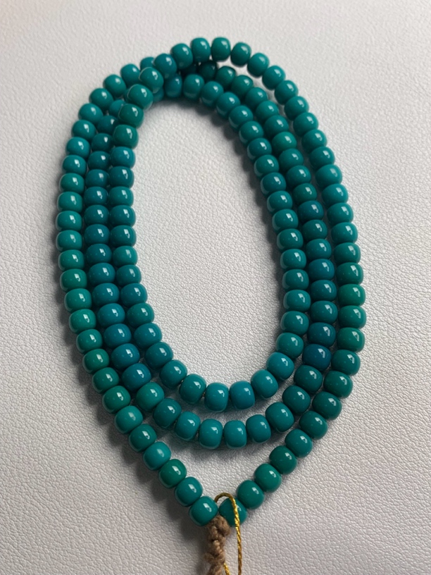 湖北十堰文鹏精品原矿绿松石老型单圈手串高瓷男女款手工无优化