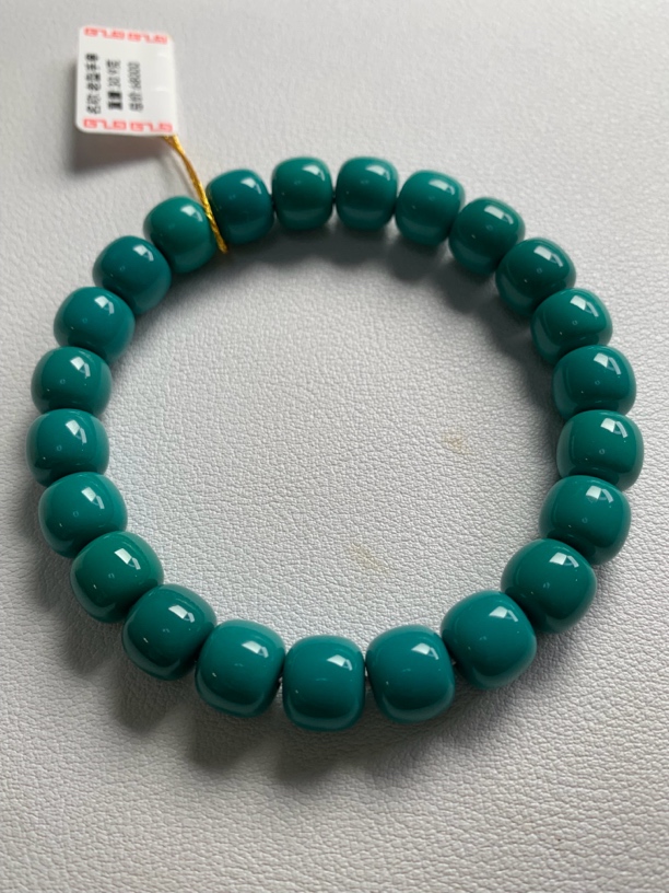 湖北十堰文鹏精品原矿绿松石单圈手串高瓷男女款手工无优化