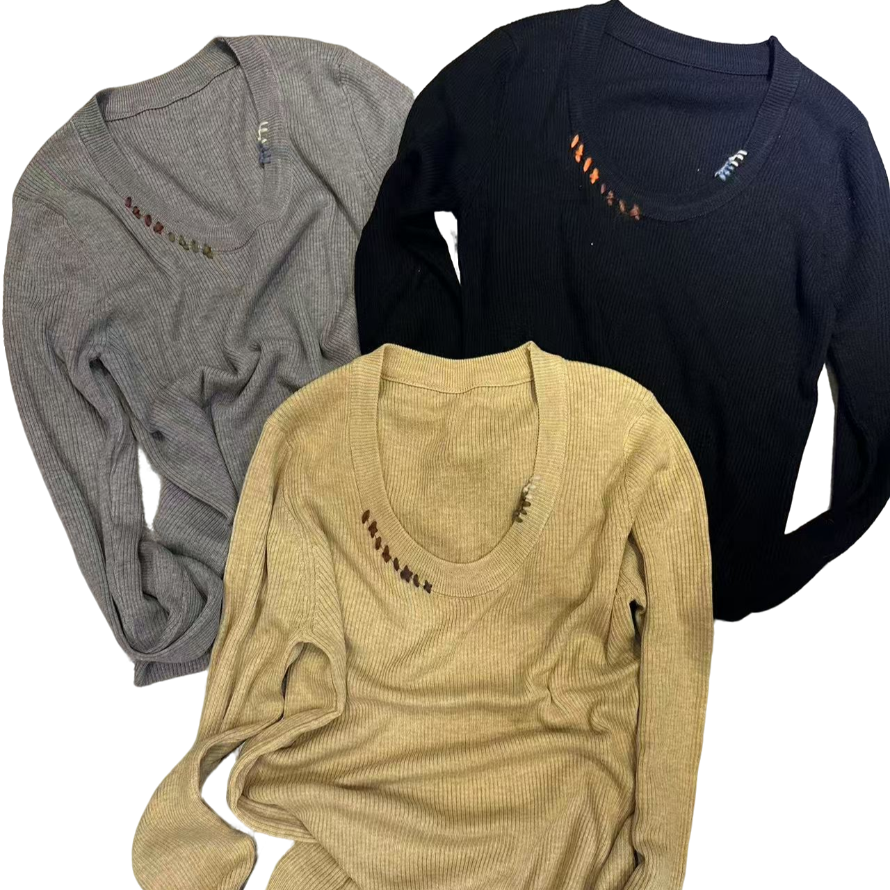 谜裳24手工设计低领针织打底衫