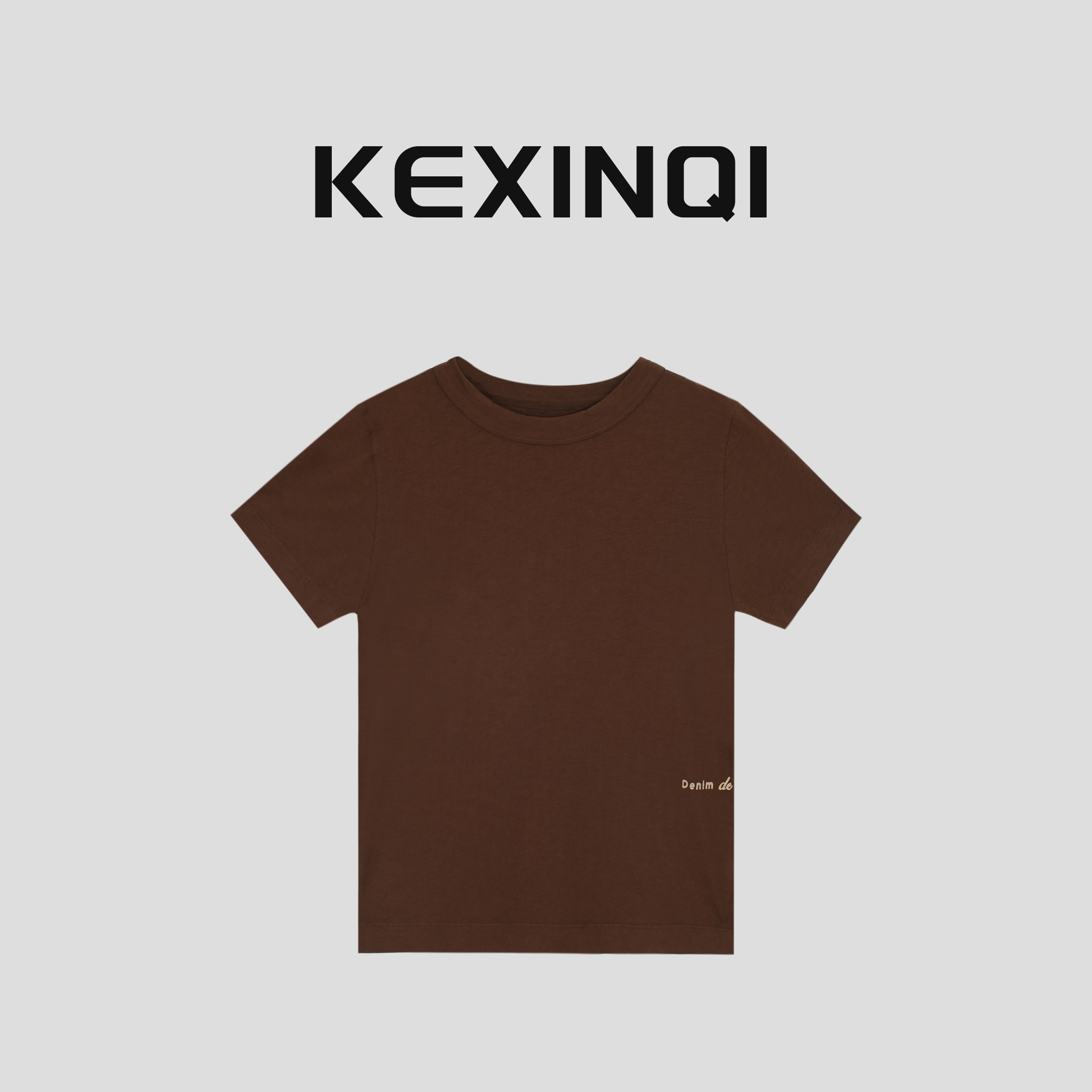 KEXIN 美拉德纯棉T 2024新款夏季百搭圆领短袖T恤-242TXZKX20422