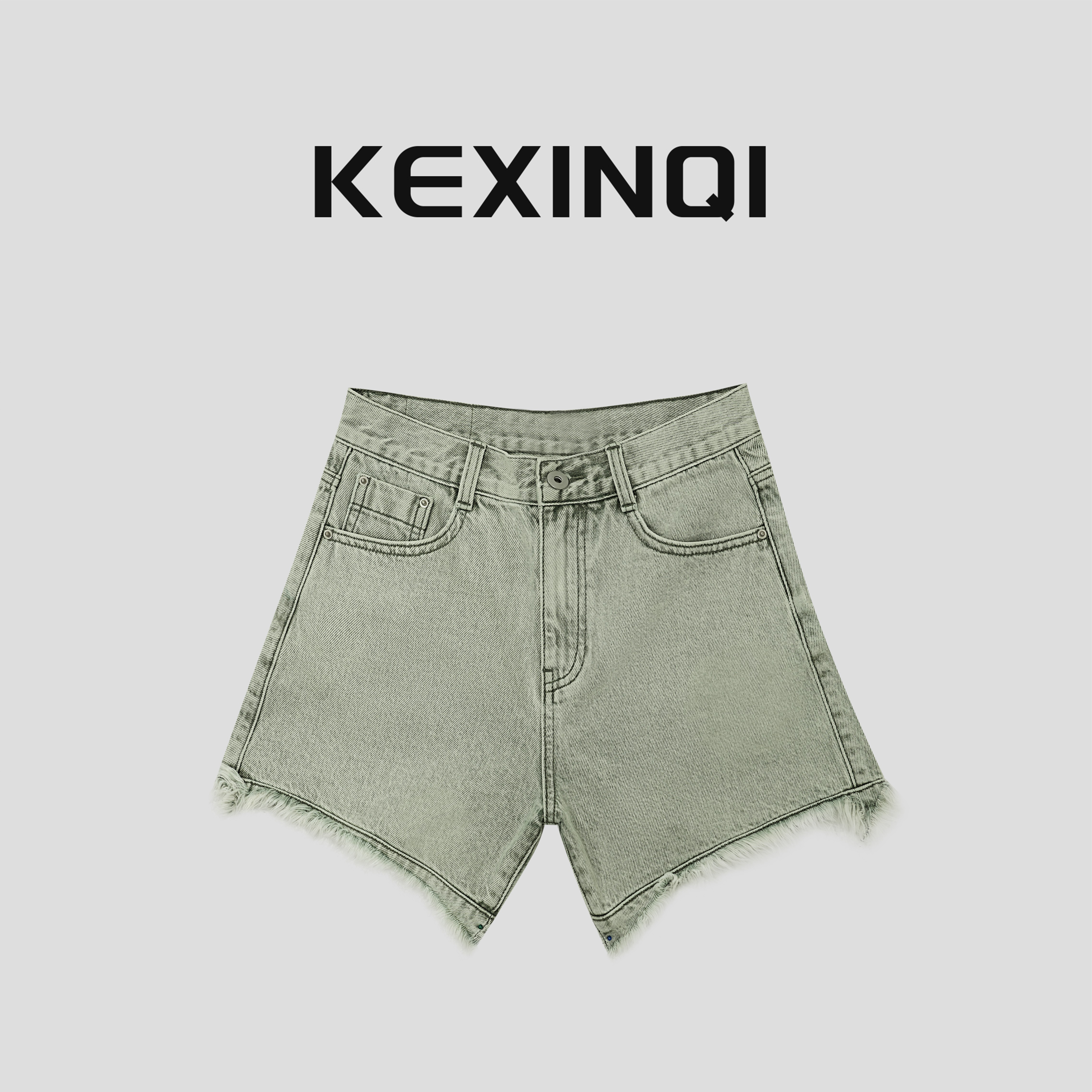 KEXIN 毛边短裤 2024新款夏季百搭轻奢休闲半身裙-242DKZKX20538