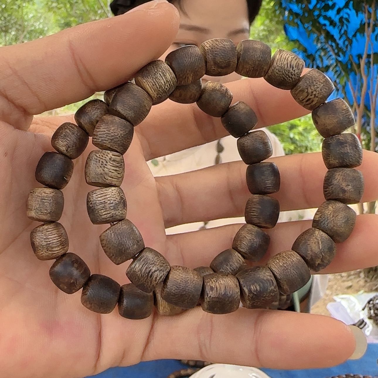 【闪购商品】沉香手串透顶绿鼓珠卡1.0单圈95沉多样性发一条