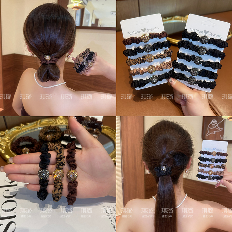 高级感闪珠头绳简约百搭扎头发绳橡皮筋气质缎面高弹力发圈头饰女