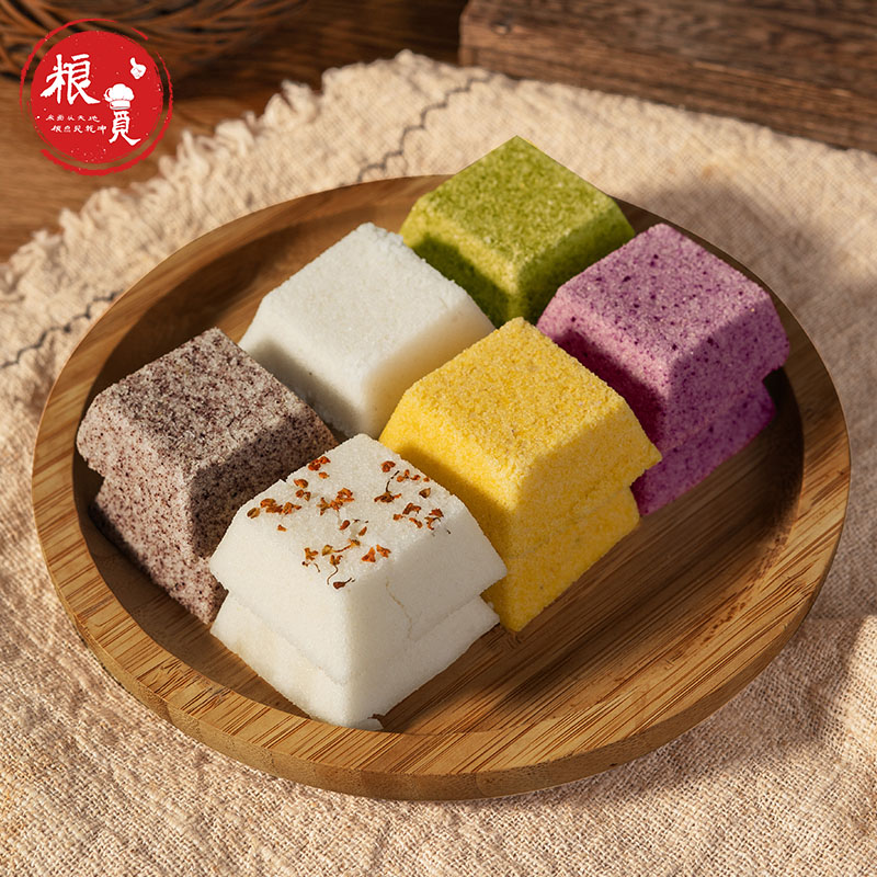 粮觅黄耐糕宁波传统手工糯米糕点早餐点心松糕桂花状元小米黑米糕